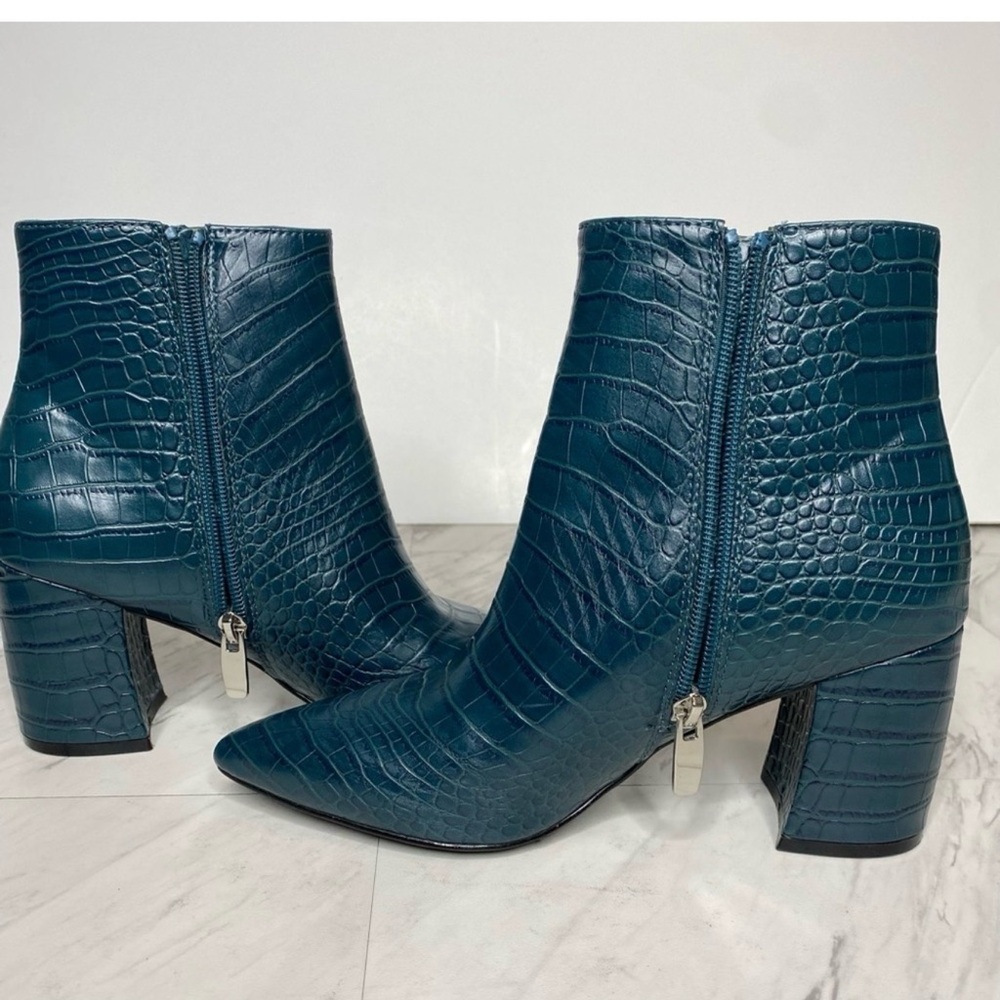 Steve Madden Dark Teal Croc-Patterned Booties